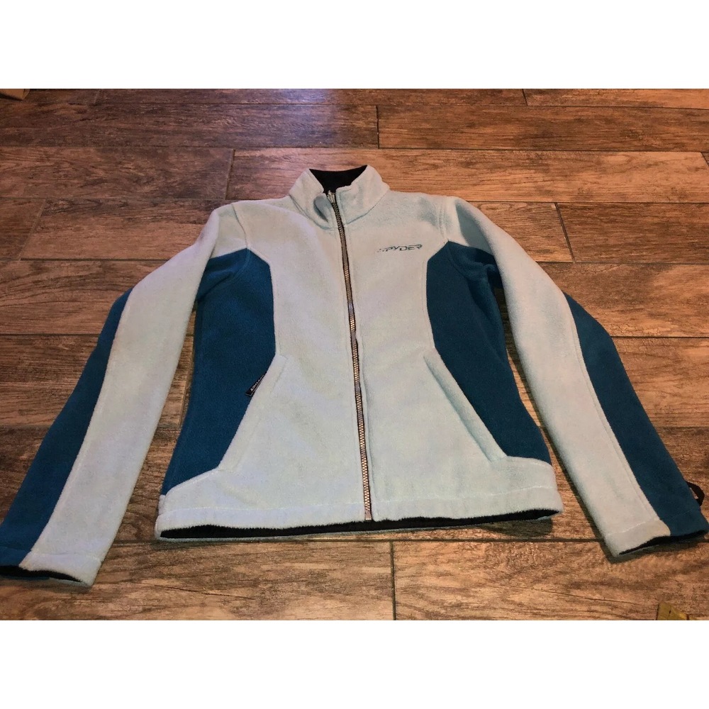 Spyder Light Green Fleece Jacket Full Zip Fleece Zip Pockets Womens‎ Sz 6 Small